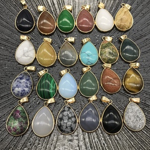 Collier pendentif en agate dorée en gros, forme goutte, marque LANGYUE, cadeau élégant et charmant - Product Image 3