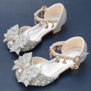 New Silver Sequins <b>Dance</b> Shoes Girls Children's Summer Piano Performance Sandals rhinestones Tassel children's shoes - Product Image 2