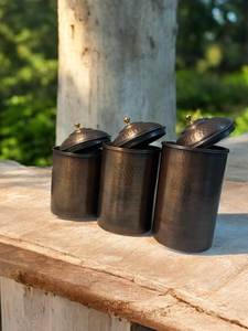 Handcrafted Copper Spice Canisters Cylinder Shape Airtight Lids Industrial Design Kitchen <b>Storage</b> - Product Image 5