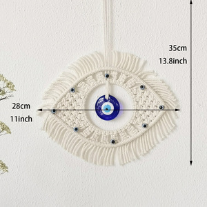 2026 Gran Venta: Tapiz <span class=keywords><strong>de</strong></span> Pared <span class=keywords><strong>de</strong></span> Macramé Turco Hecho a Mano con Ojo Turco - Decoración Boho para el Hogar - Product Image 3