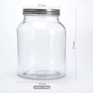 Bocaux en verre avec couvercles, récipients <span class=keywords><strong>de</strong></span> rangement en verre, parfaits pour les céréales, les bonbons, les noix, le sucre, <span class=keywords><strong>la</strong></span> farine, les chips et les biscuits, transparents, 0,53 gallon - Product Image 4