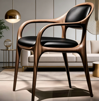 Fauteuil FYZK en bois massif style nordique minimaliste, dossier en cuir noyer, chaise d'appoint moderne pour salon, mobilier de maison OEM