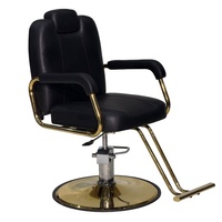 Chaise de barbier professionnelle durable avec base métallique renforcée, réglage hydraulique de la hauteur, inclinable, robuste, design moderne