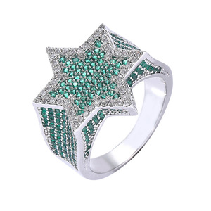 Hip Hop <b>Ring</b> <b>Pentagram</b> Hexagonal <b>Ring</b> Zircon Personality Men's Hip Hop Accessories - Product Image 3