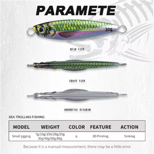 เหยื่อตกปลาโลหะแบบ Slow Pitch Jigging น้ำหนัก 7 กรัม 10 กรัม 15 กรัม 20 กรัม 25 กรัม 30 กรัม 40 กรัม 60 กรัม 80 กรัม เรืองแสงในที่มืด สำหรับตกปลาทะเลน้ำเค็ม แบบจม ตีไกล ใช้ตกปลาทะเล เช่น ปลากะพง - Product Image 2