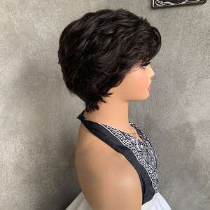 Perruque <span class=keywords><strong>Courte</strong></span> en <span class=keywords><strong>Cheveux</strong></span> Humains Vierges Brésiliens LIWANGLONG HAIR, Lisse ou Ondulée, Noire Naturelle, avec Frange, <span class=keywords><strong>pour</strong></span> Femmes – Vente en Gros - Product Image 3