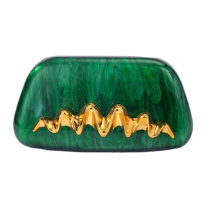 Women Metal Handle Acrylic Evening Hand Bag Marbling <b>Clutch</b> Purse with Detachable Chain Purse for <b>Wedding</b> Cocktail - Product Image 2