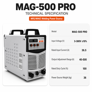 Machine à souder numérique MIG MAG 500A, cycle de service 100%, <span class=keywords><strong>onduleur</strong></span>, soudeuse à gaz CO2, triphasée 380V, technologie SiC, MMA, industrielle - Product Image 6
