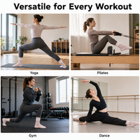 Chaussettes de yoga antidérapantes mi-mollet pour femmes, chaussettes de sport en coton côtelé avec semelles antidérapantes en tricot extensible, chaussettes de Pilates, logo personnalisé OEM ODM