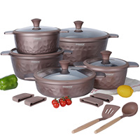 Ensemble de 16 pièces en aluminium forgé avec revêtement sophistiqué, comprenant une marmite à soupe 20/24/28/32 cm et une poêle peu profonde 28 cm, base universelle, Elite Appliance Hub