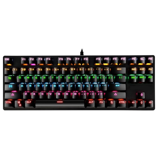 New Factory Price OEM USB Wired Mechanical Gaming Keyboard 87 Keys Waterproof RGB Backlight Blue Switch Plug&Play for Laptop