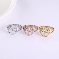 Anneau d'arbre creux bagues de doigt réglables amulette bijoux en acier inoxydable cadeaux d'anniversaire pour femmes hommes