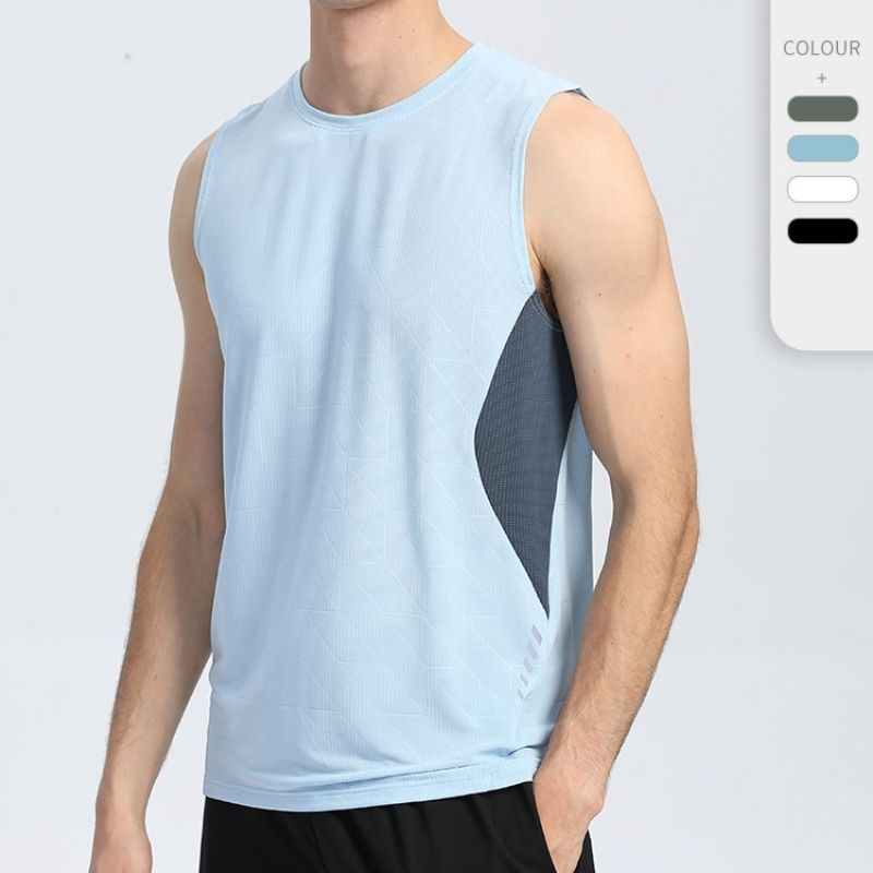 Custom Logo Wholesale Men's Solid Knitted Breathable Quick Dry Gym Sport Fitness Tank Top