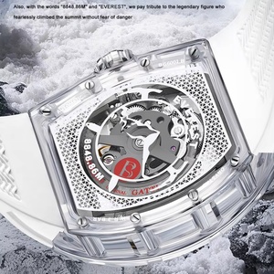 BG6001 Men Automatic <b>Watch</b> Transparent Tonneau Case <b>Mechanical</b> Wristwatch Luminous Fluororubber Strap Mount Everest Dial - Product Image 5