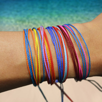 Bracelet d'amitié tissé à la main, plage, surf, étanche, ligne de cire, couleurs mélangées, Bracelet porte-bonheur pour Couple