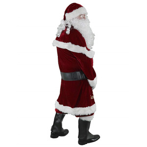 Costume de père noël grande taille pour hommes, en velours, avec barbe et chapeau, tenue de noël pour fête de vacances d'hiver, M-6XL - Product Image 3