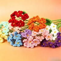 Bouquet de fleurs artificielles en polyester fait main, motif mignon de fleurs qui ne s'oublient pas, idéal pour mariage, bureau ou maison
