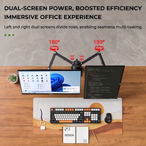 Supporto da Scrivania per Doppio Monitor 14-32 Pollici, 8kg per Schermo, VESA 75x75 100x100, Braccio Girevole Completo per Doppio Monitor - Product Image 2