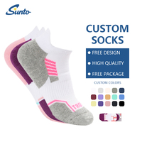 Chaussettes de sport athlétiques personnalisées avec logo, color block, en mélange de coton respirant, avec soutien de la voûte plantaire, pour la course, l'entraînement et la gym