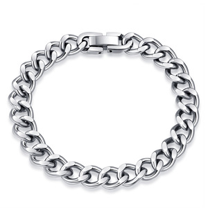 Pulsera de cadena cubana de 8 mm de acero inoxidable de 18 cm y 20 cm para hombre y mujer, regalo de joyería - Product Image 5