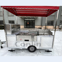 Kiosque à hamburgers mobile contemporain, chariot de nourriture avec barbecue et friteuse, chariot à pommes de terre cuite au four avec évier à vendre