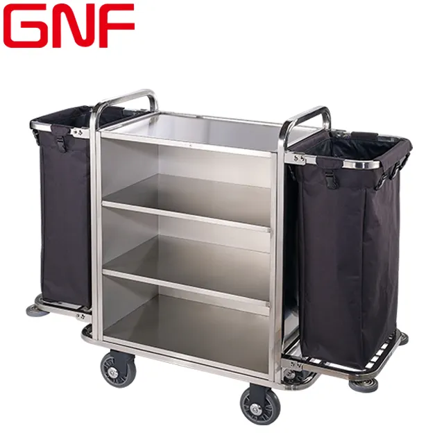 GNF temizlik otel çok fonksiyonlu katlama kolu paslanmaz çelik servis market arabası