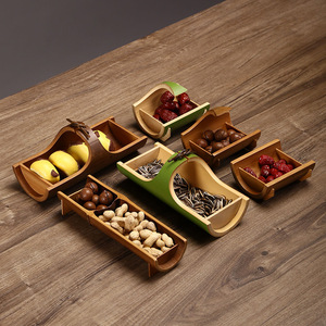 Cesta de postres de bambú estilo japonés, bandeja creativa para té, plato para frutos secos, bandejas de servicio para el hogar - Product Image 1