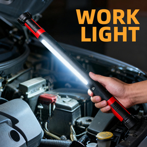 Lampe de travail LED portable lumineuse, ABS IP44, rechargeable, 2 bases magnétiques, crochet rotatif à 360°, pince de fixation, atelier, <span class=keywords><strong>garage</strong></span>, <span class=keywords><strong>automobile</strong></span>, chantier - Product Image 1