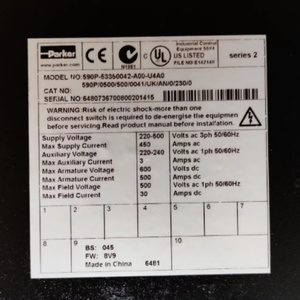 ไดรฟ์ Parker Hannifin รุ่น 590P/0500/500/0041/UK/AN/0/230/0 Parker 590P ซีรีส์ 590P-53350042-A00-U4A0 DC รุ่นขายดีที่สุด - Product Image 4