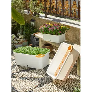 Crystal Cream Square Plastic Flower Vegetable And Fruit Pots Indoor Planting Box Domestic