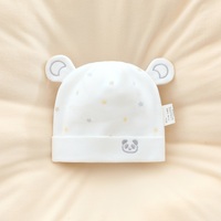 Juego de 4 gorros de punto para bebé recién nacido |   Algodón Suave de Primera Calidad, Agradable al Tacto, Doble Capa, Estampado de Estrellas con Parche de Panda, 0-6 Meses |   Unisex Verano