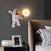 Lampe murale LED nordique astronaute lune pour chambres d'enfants, balcons et salons, installation encastrée, blanc + or, blanc chaud