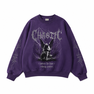 <span class=keywords><strong>Felpa</strong></span> <span class=keywords><strong>Oversize</strong></span> Personalizzata con Grafica <span class=keywords><strong>Viola</strong></span> per Uomo, Design Gotico Streetwear, Pullover con Stampa Personalizzata - Product Image 1