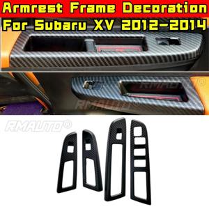 Panneau de commande des boutons de lève-vitres en fibre de carbone, décoration de cadre d'accoudoir intérieur éclairé pour Subaru XV 2012-2014 - Product Image 1