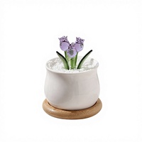 Lampu Murano Buatan Tangan Tiga Tulip Pot Bulat Tanaman dalam Pot Kaca Cocok untuk Hadiah Hari Ibu Hari Guru