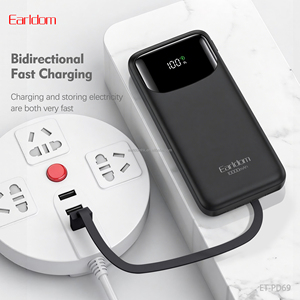 เพาเวอร์แบงค์ Earldom 10000mAh พร้อมสายชาร์จในตัว หน้าจอ LED แสดงผล รองรับการชาร์จเร็ว 22.5W ชาร์จเร็ว USB-C/USB/8-PIN - Product Image 2