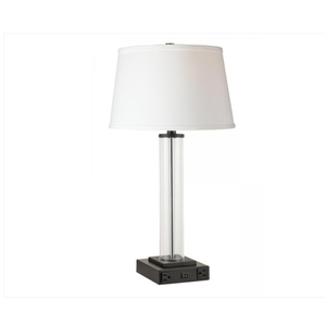 Lámpara de Mesa Decorativa USB de Vidrio Transparente y Dorado con Pantalla Única para Hotel, Lectura y Decoración - Product Image 6