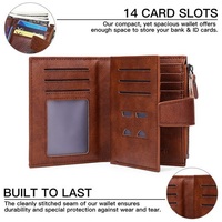 Dompet Kulit Ramping Vintage Pria, Dompet Gaya Vintage dengan Saku Koin