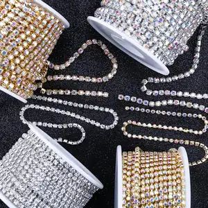 Manufacture Rhinestones Chain Sew On Trimming Rhinestone Cup Chain Strass Roll Sew On Rhinestone Close Cup Chain