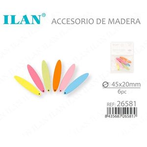 Accessorio ovale in legno Ilan 45x20mm 6 pezzi per artigianato - Product Image 3