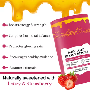 OEM Shilajit HONEY STICKS Miel <span class=keywords><strong>de</strong></span> Shilajit <span class=keywords><strong>de</strong></span> l'Himalaya Biologique Équilibre Hormonal et Énergie Saveur Fraise pour Femmes - Product Image 3
