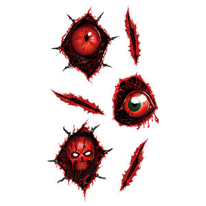 Halloween tatouages temporaires visage autocollant Halloween horrible cicatrice de sang yeux sanglants crâne tatouage étanche pour bras cou jambe - Product Image 6