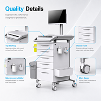 Chariot médical informatique ST ZNH001 avec grand plateau de travail, bacs à accessoires latéraux et tiroirs – Vente directe usine