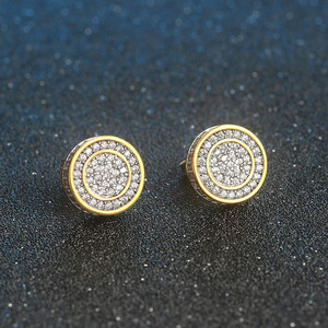 <span class=keywords><strong>Pendientes</strong></span> de Hip Hop con Incrustaciones de Circonitas Brillantes, <span class=keywords><strong>Pendientes</strong></span> Redondos de 12 mm con Pavé de Diamantes de Circonita para <span class=keywords><strong>Hombre</strong></span> - Product Image 3