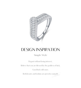 S925 Silver Women's Baguette <b>Diamond</b> Cocktail <b>Ring</b> Geometric Pave Setting Rhodium Plated Luxury Engagement <b>Ring</b> - Product Image 3