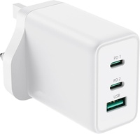Charger Dinding USB C 65W Fast Charging PD 3.0 GaN 3-Port Lipat untuk iPhone Galaxy MacBook Adaptor Perjalanan Charger PD 65W