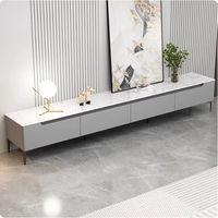 Meuble TV en bois de style panneau moderne et contemporain YQ avec plateau en pierre frittée facile à nettoyer pour salon, hôtel et petit appartement
