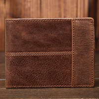 Dompet Pria Kulit Asli Klasik Model Lipat Tipis Kapasitas Besar dengan Slot Kartu dan Jendela ID untuk Pria