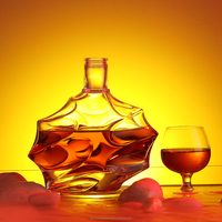 Bouteilles en verre vides haut de gamme, directement de l'usine, avec bouchon en liège, forme irrégulière, finition mate, 200ml/375ml/1000ml pour whisky et vodka