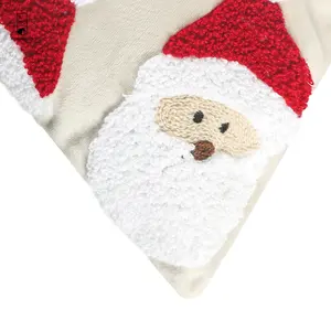 New Arrival Red White Father Christmas Velvet Cushion Cover Santa Claus Towel Embroidery Home Decor Pillows